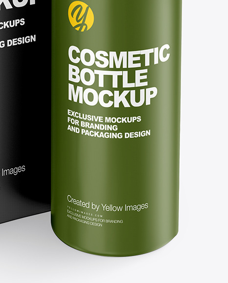 Plastic Cosmetic Bottle with Box Mockup