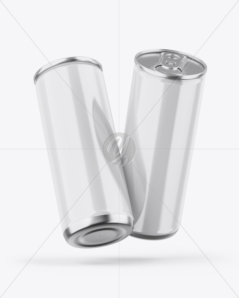 Two Metallic Cans W/ Glossy Finish Mockup