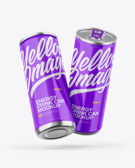 Two Metallic Cans W Glossy Finish Mockup - Two+Metallic+Cans+W+Matte+Finish+Mockup+In+Can+Mockups+On