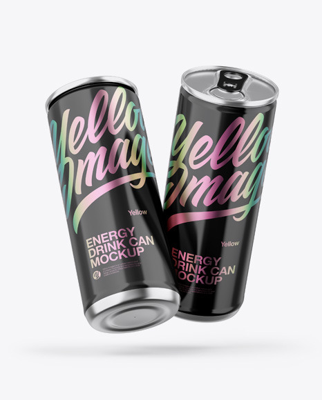 Two Metallic Cans W/ Glossy Finish Mockup