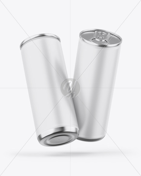 Two Metallic Cans W/ Matte Finish Mockup