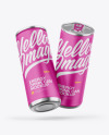 Two Metallic Cans W/ Matte Finish Mockup