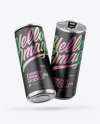 Two Metallic Cans W/ Matte Finish Mockup