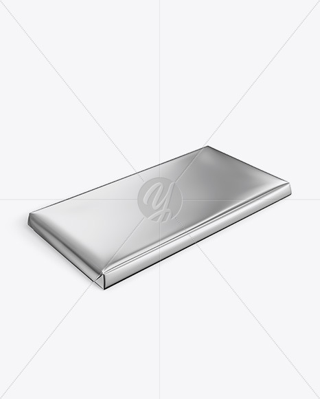 Glossy Metallic Chocolate Bar Mockup - Halfside View (High Angle Shot)