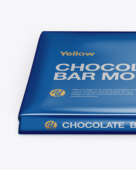 Glossy Metallic Chocolate Bar Mockup - Front View (High Angle Shot)