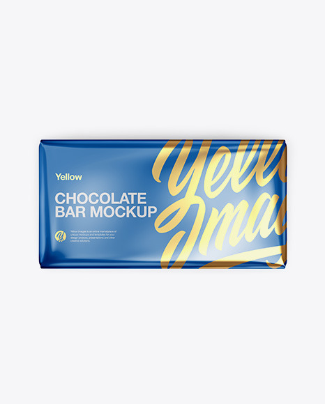 Glossy Metallic Chocolate Bar Mockup - Top View