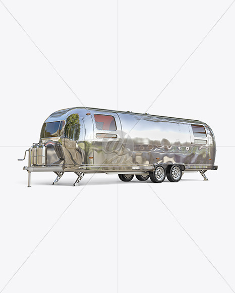 Metallic Food Trailer Mockup - Half Side View