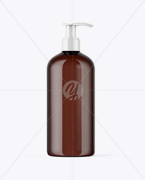 Amber Plastic Pump Bottle Mockup