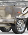 Opened Metallic Food Trailer w/ Signboard Mockup - Half Side View Opened Metallic Food Trailer w/ Signboard Mockup - Half Side View