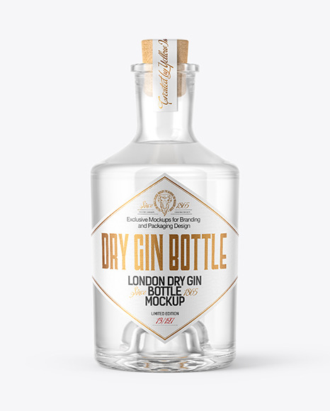 Dry Gin Bottle with Cork Mockup