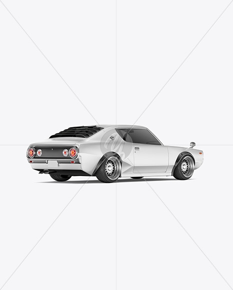 Retro Sport Car Mockup - Back Half Side View