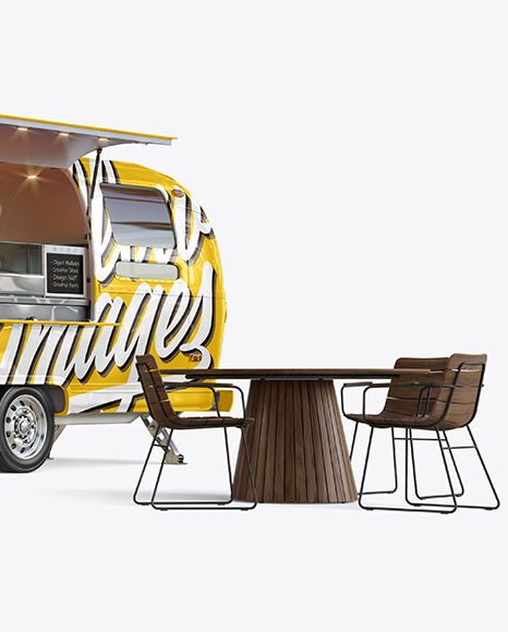 Opened Food Trailer Mockup - Half Side View