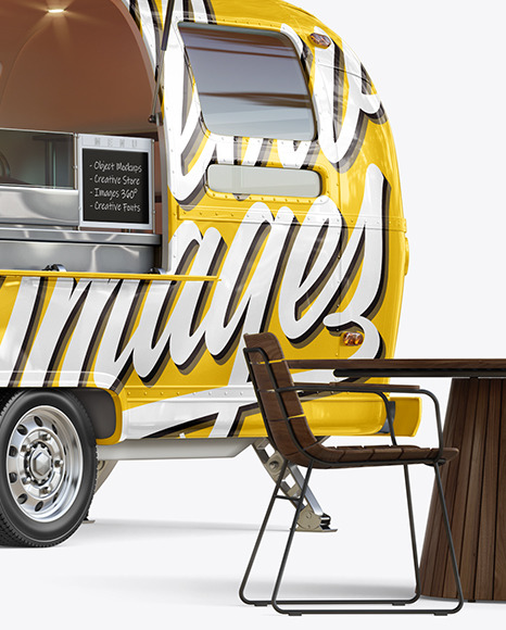 Opened Food Trailer Mockup - Half Side View