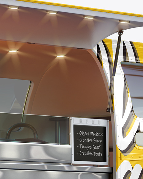 Opened Food Trailer Mockup - Half Side View