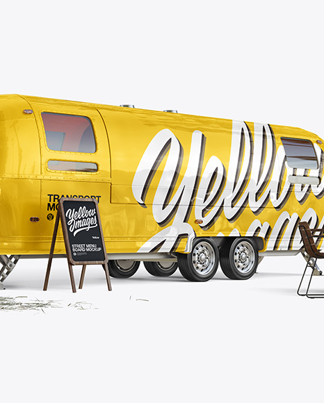 Food Trailer Mockup - Half Side View