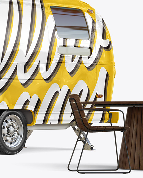 Food Trailer Mockup - Half Side View