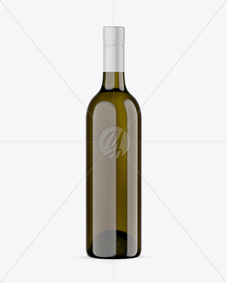 Antique Green Glass White Wine Bottle Mockup