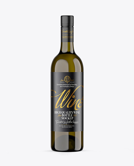 Antique Green Glass White Wine Bottle Mockup - Green glass