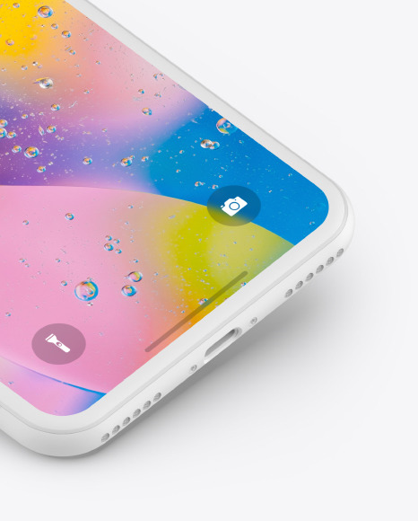 iPhone XR Clay Isometric Floating Right Mockup