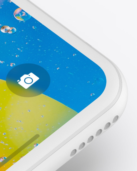 iPhone XR Clay Isometric Floating Right Mockup