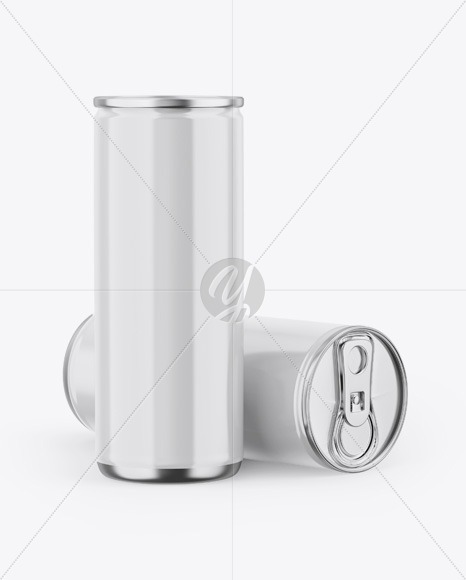 Two Metallic Cans W/ Glossy Finish Mockup