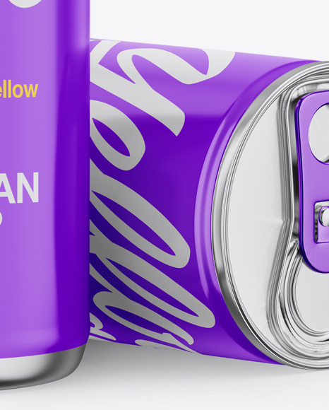 Two Metallic Cans W/ Glossy Finish Mockup