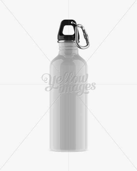 500ml Glossy Sport Bottle With Carabiner Mockup - Eye-Level Shot