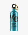 500ml Steel Sport Bottle With Carabiner Mockup - Eye-Level Shot