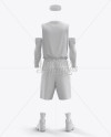 Men’s Full Basketball Kit with V-Neck Jersey Mockup (Back View)