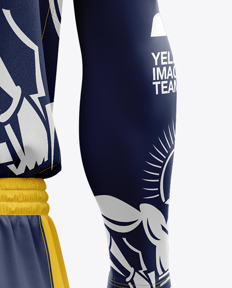 Men’s Full Basketball Kit with V-Neck Jersey Mockup (Back View)