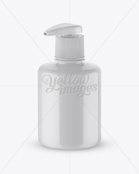 Glossy Liquid Soap Bottle with Pump Mockup - Halfside View (High-Angle