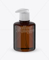 Amber Liquid Soap Bottle with Pump Mockup - Halfside View (High-Angle Shot) Amber Liquid Soap Bottle with Pump Mockup - Halfside View (High-Angle Shot)