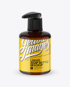 Amber Liquid Soap Bottle with Pump Mockup - Halfside View (High-Angle Shot) Amber Liquid Soap Bottle with Pump Mockup - Halfside View (High-Angle Shot)