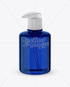 Blue Liquid Soap Bottle with Pump Mockup - Halfside View (High-Angle Shot)