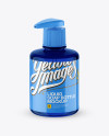 Blue Liquid Soap Bottle with Pump Mockup - Halfside View (High-Angle Shot)