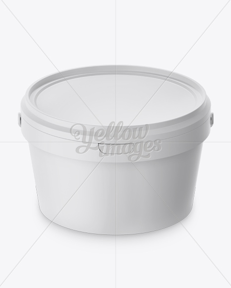 Plastic Paint Bucket Mockup - Halfside view (High-Angle Shot)