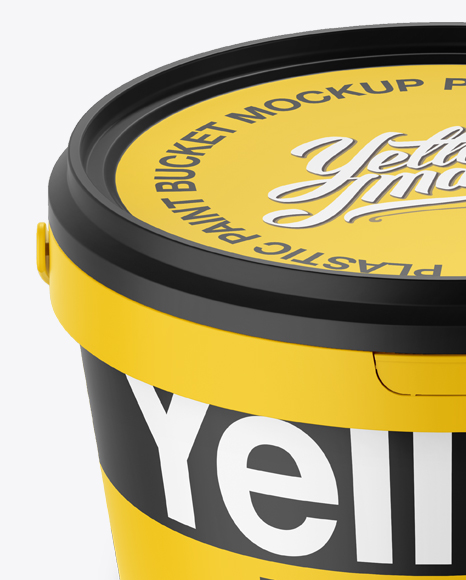 Plastic Paint Bucket Mockup - Halfside view (High-Angle Shot)