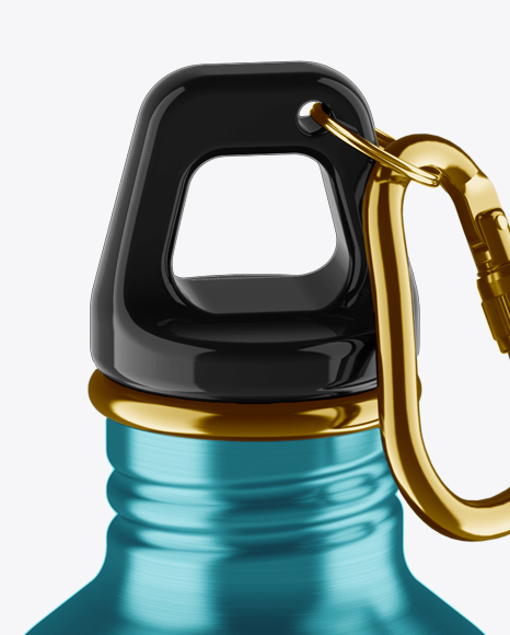 500ml Steel Sport Bottle With Carabiner Mockup - High-Angle Shot