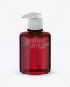 Red Liquid Soap Bottle with Pump Mockup - Halfside View