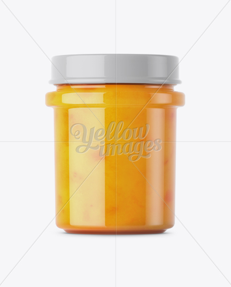 Creamed Honey w/ Dried Apricots Glass Jar Mockup - Front View