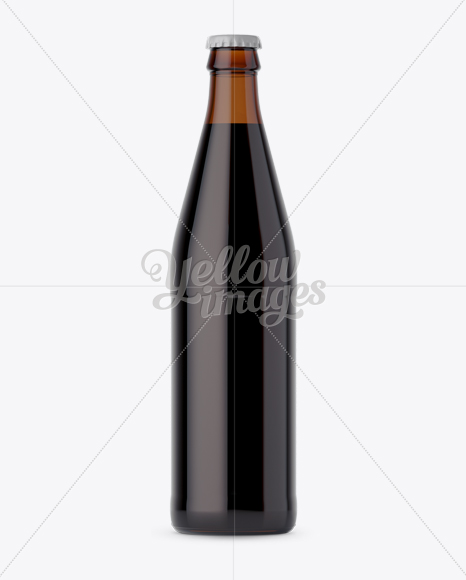 Amber Glass Bottle with Dark Beer Mockup