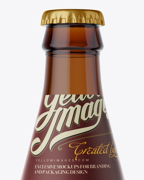 Amber Glass Bottle with Dark Beer Mockup