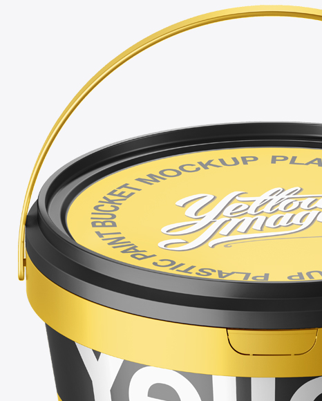 Metallic Paint Bucket Mockup - Halfside view (High-Angle Shot)