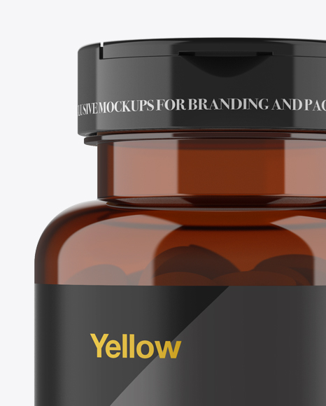 Amber Pill Bottle Mockup - Front View