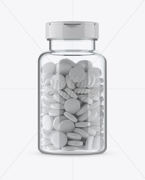 Clear Pill Bottle Mockup - Front View