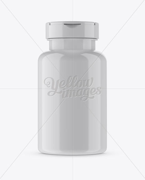 Glossy Pill Bottle Mockup - Front View