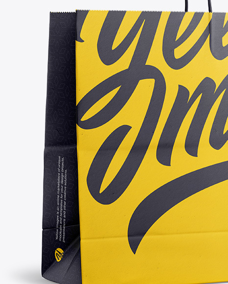 Paper Shopping Bag with Rope Handle Mockup - Halfside View