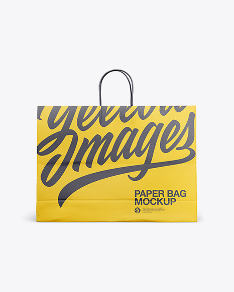 Paper Shopping Bag with Rope Handle Mockup - Front View