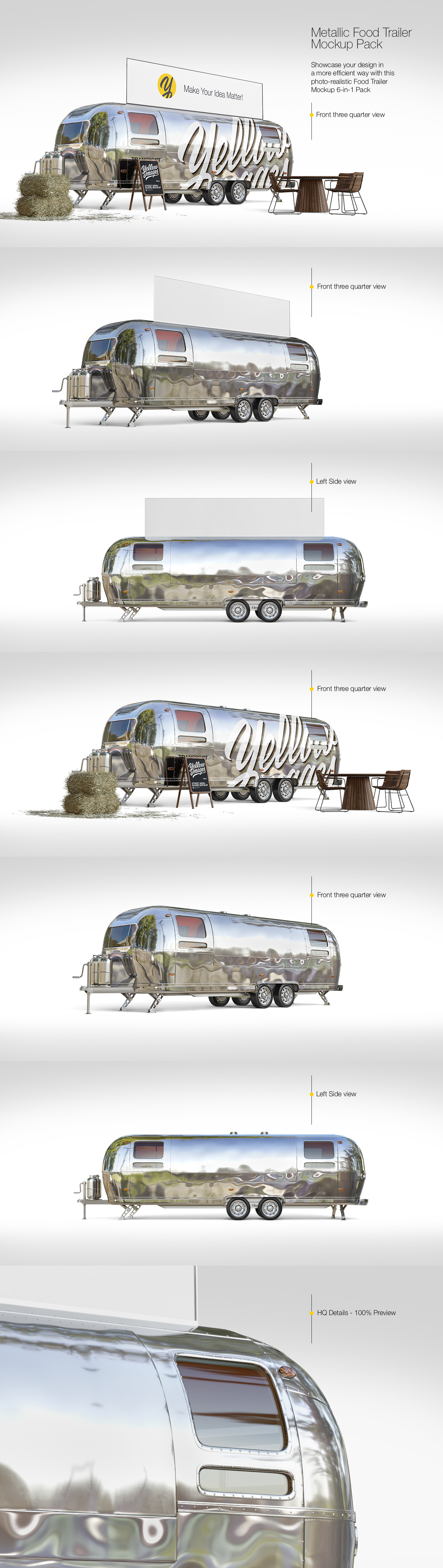 Metallic Food Trailer Mockup Pack