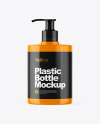 Glossy Plastic Bottle with Pump Mockup